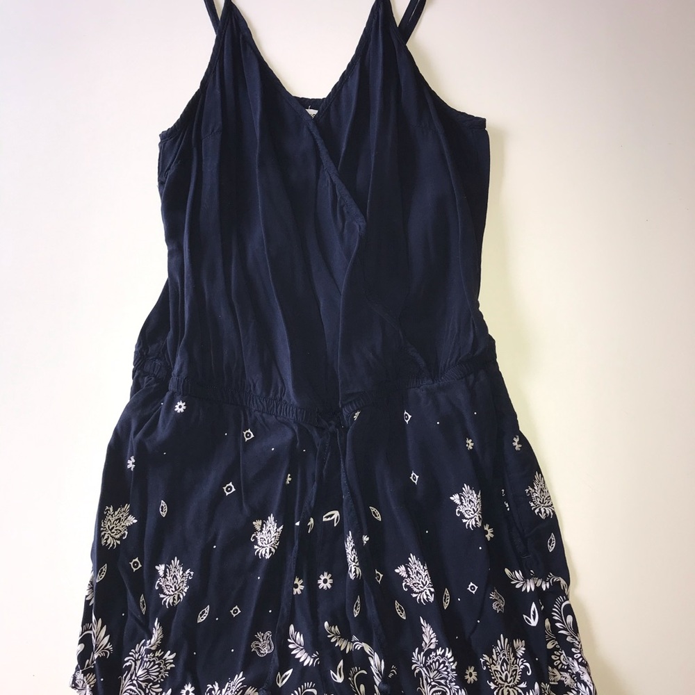 Navy Blue and White pattern Romper